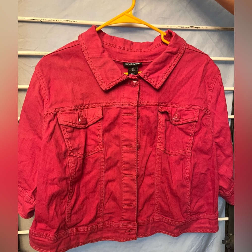 Lane Bryant Women's Vibrant Pink Jean Jacket